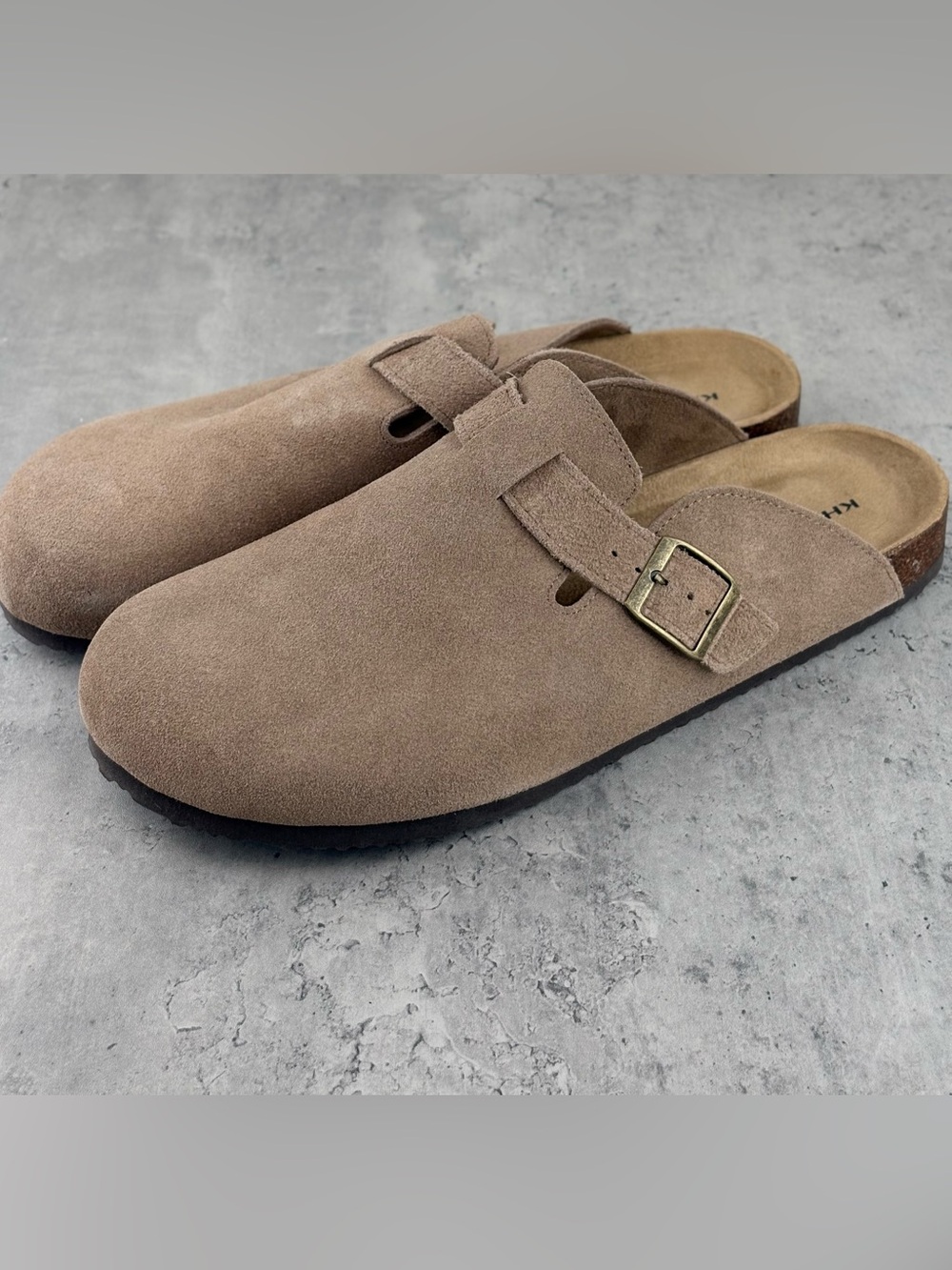 Khombu Damian Mules Men’s Tan Suede Slip-On Round Toe Adjustable Buckle Sz 12
